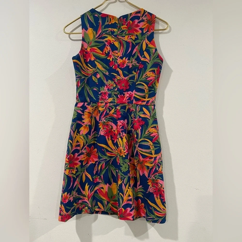 J Crew Tropical Floral Print 100% Cotton Dress Women's Size 0 petite